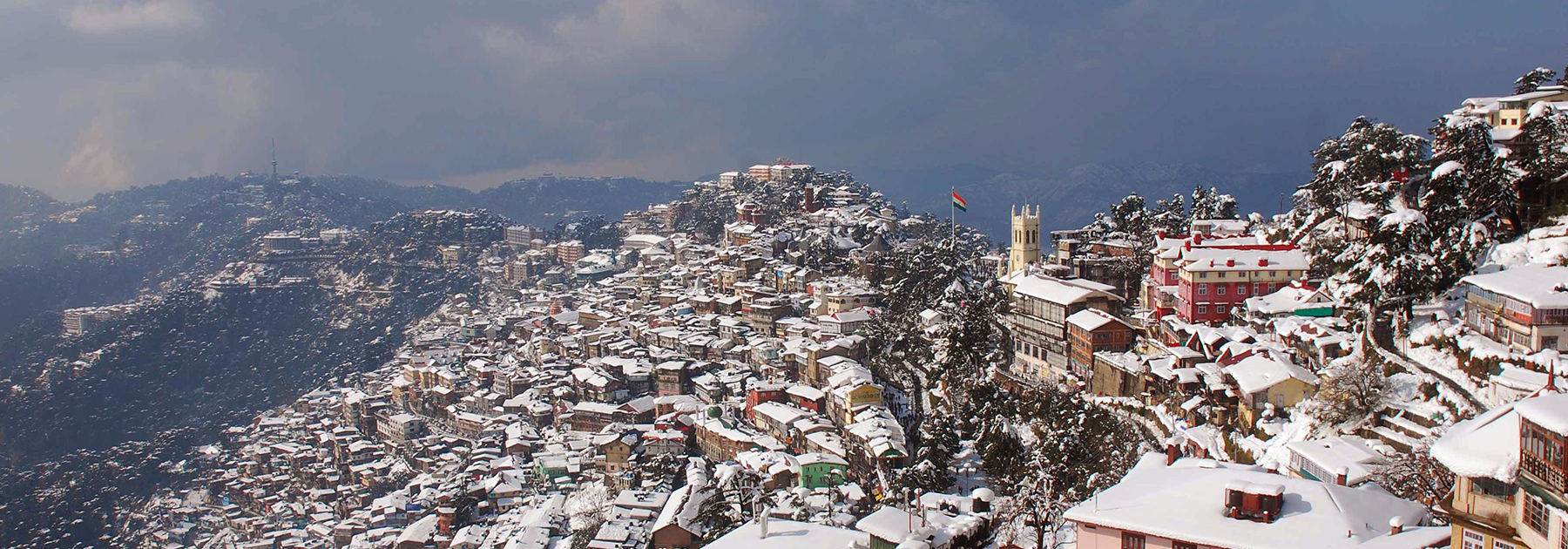 Snow lies on rooftops in Shimla, after heavy winter showers. (STR/AFP/Getty Images)