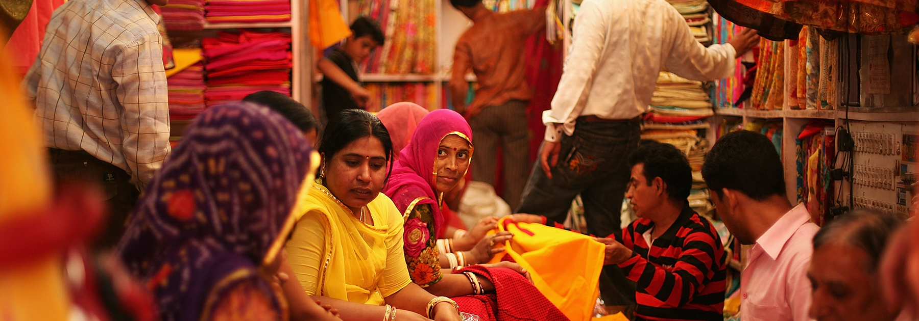 A material shop in the local markets in the walled city center of Jaipur. (Mark Kolbe/Getty Images)